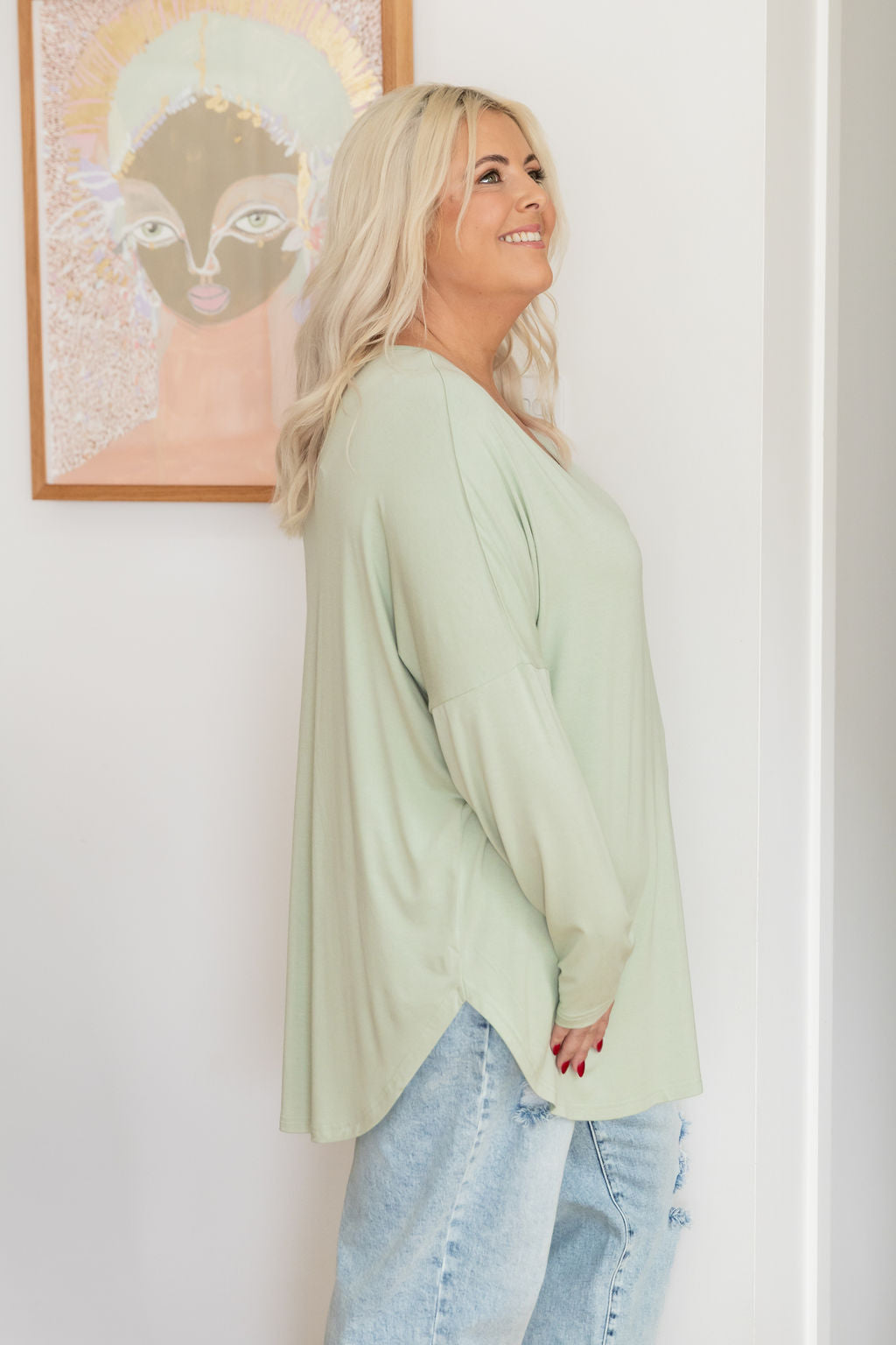 Jasper Jersey Top in Sage