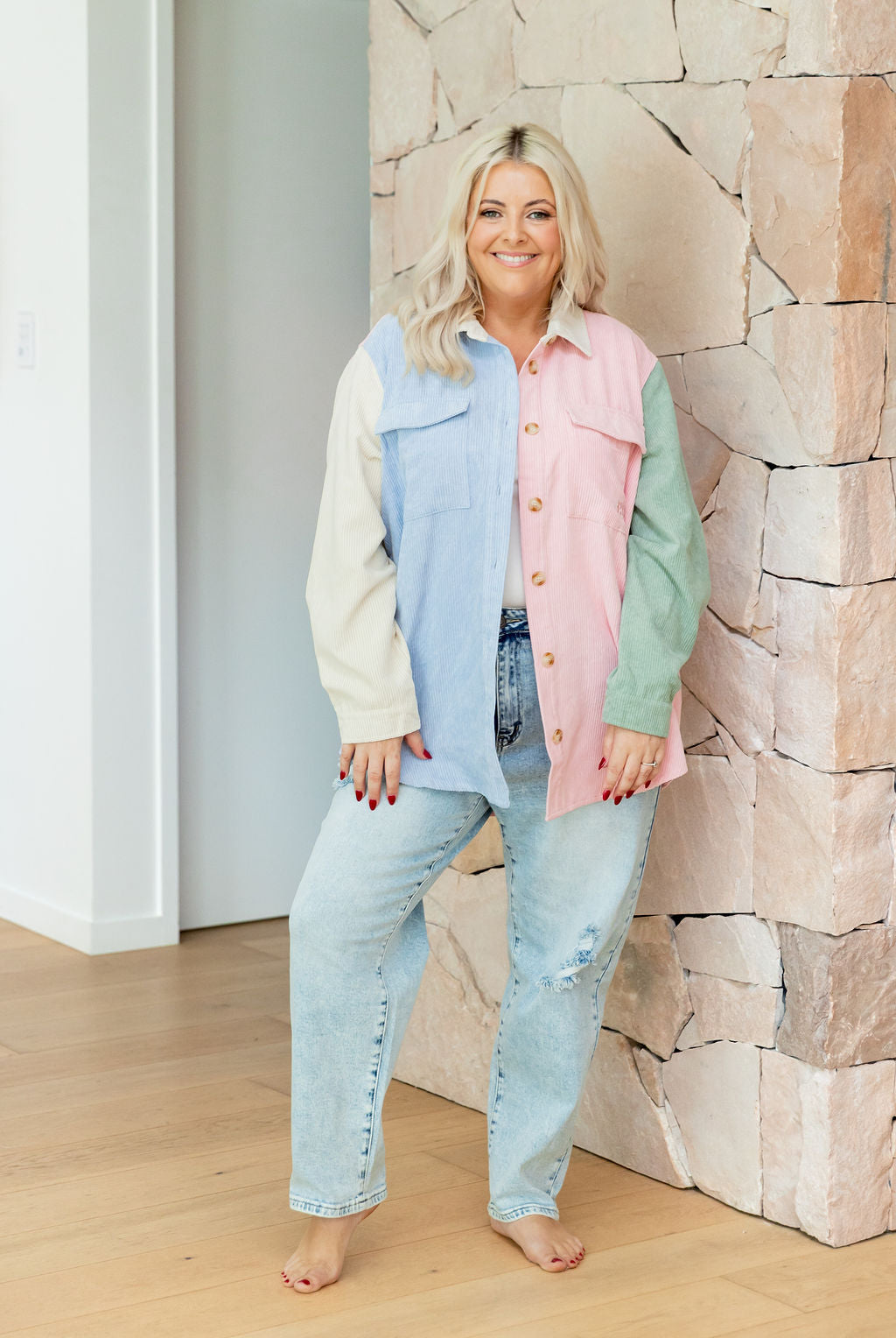 Elsia Cord Shacket in Pastel Mix