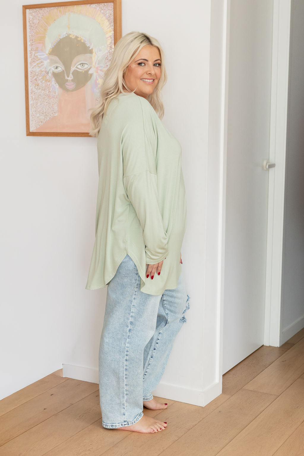 Jasper Jersey Top in Sage