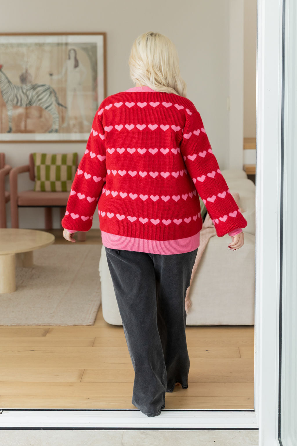 Sienna Knit Sweater in Red/Pink Hearts