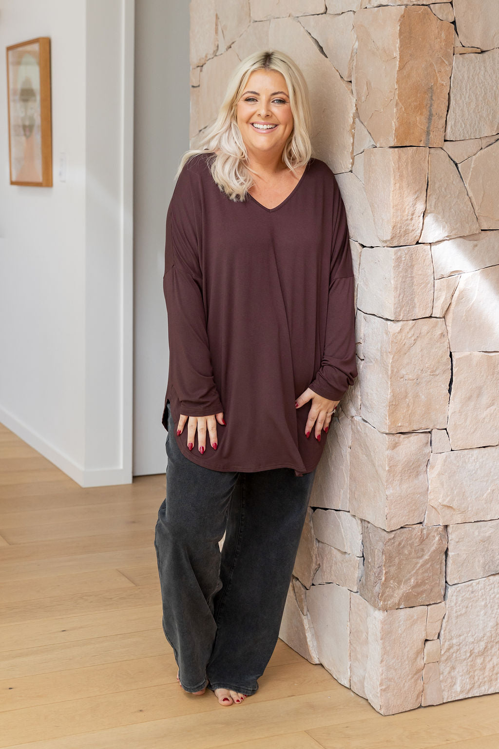 Jasper Jersey Top in Chocolate
