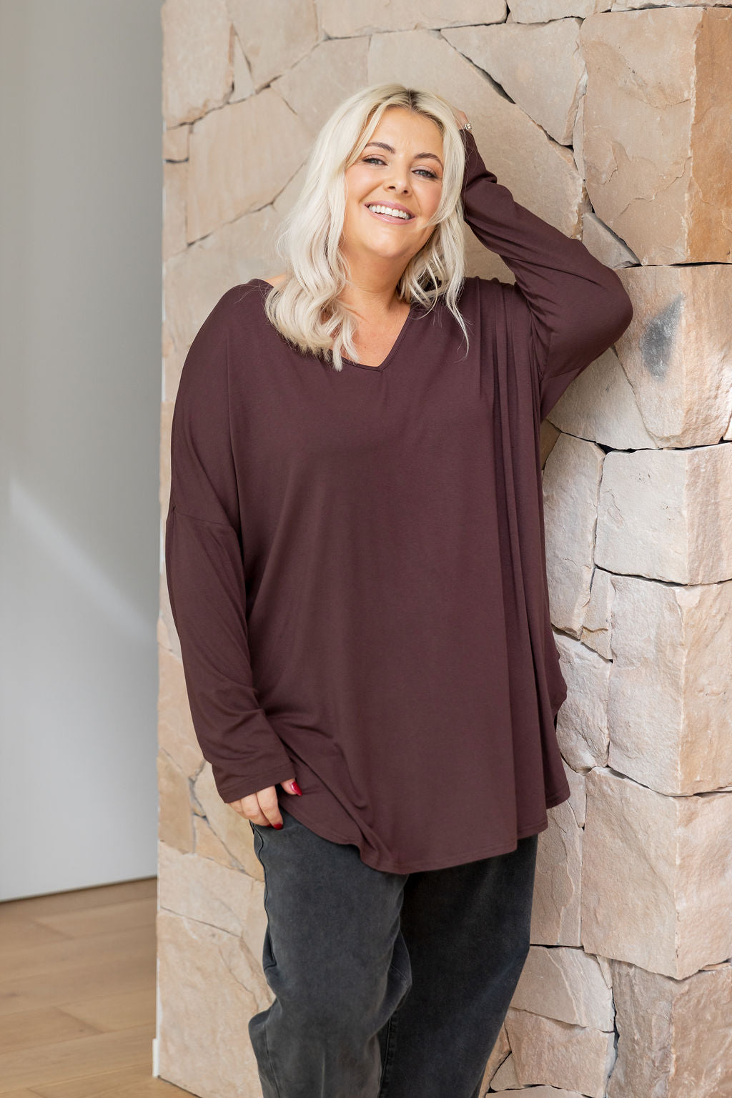 Jasper Jersey Top in Chocolate