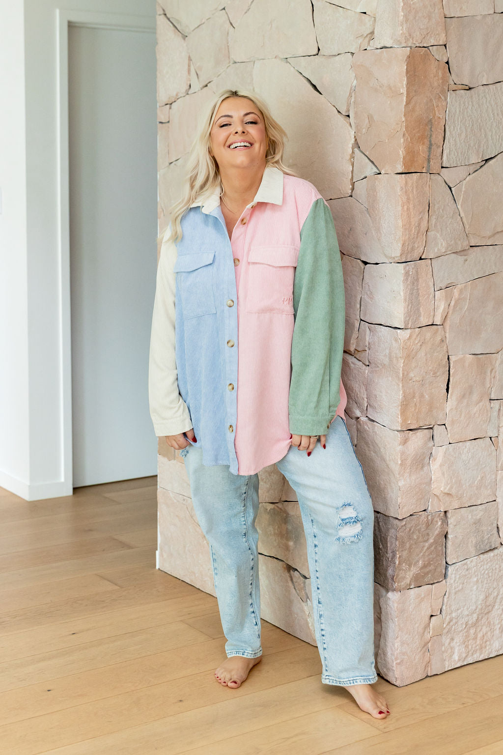 Elsia Cord Shacket in Pastel Mix