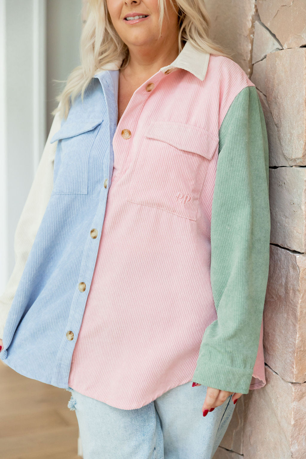 Elsia Cord Shacket in Pastel Mix