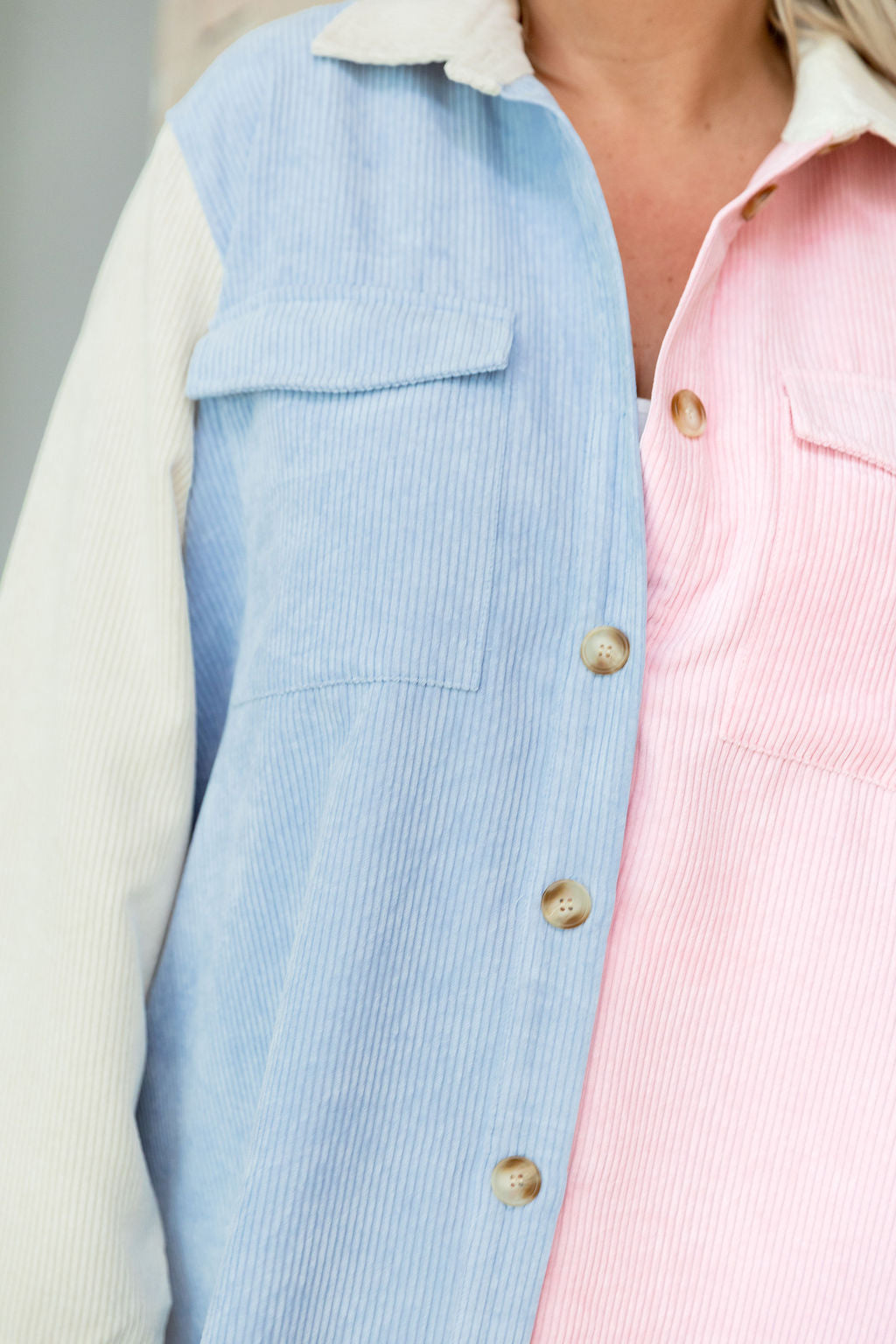 Elsia Cord Shacket in Pastel Mix
