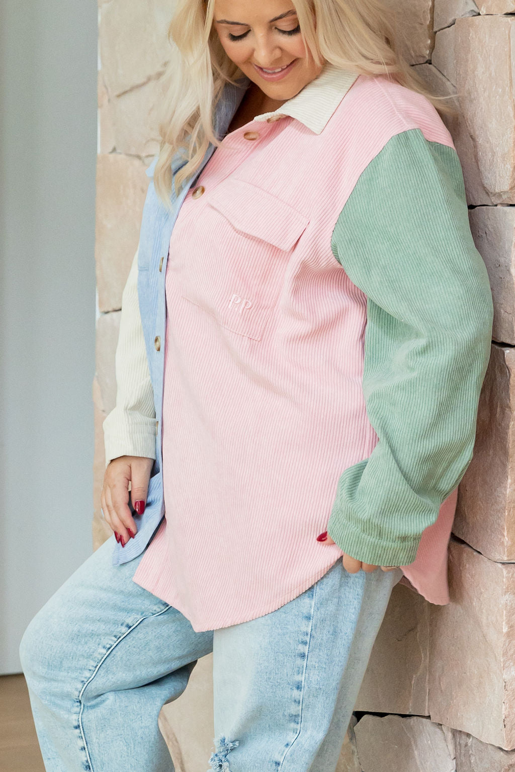 Elsia Cord Shacket in Pastel Mix