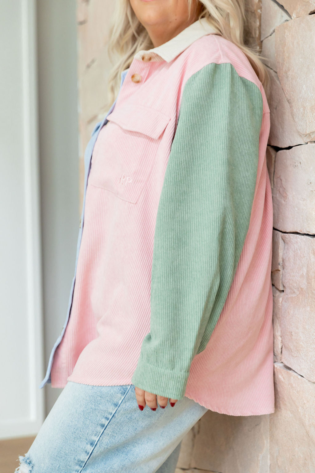 Elsia Cord Shacket in Pastel Mix