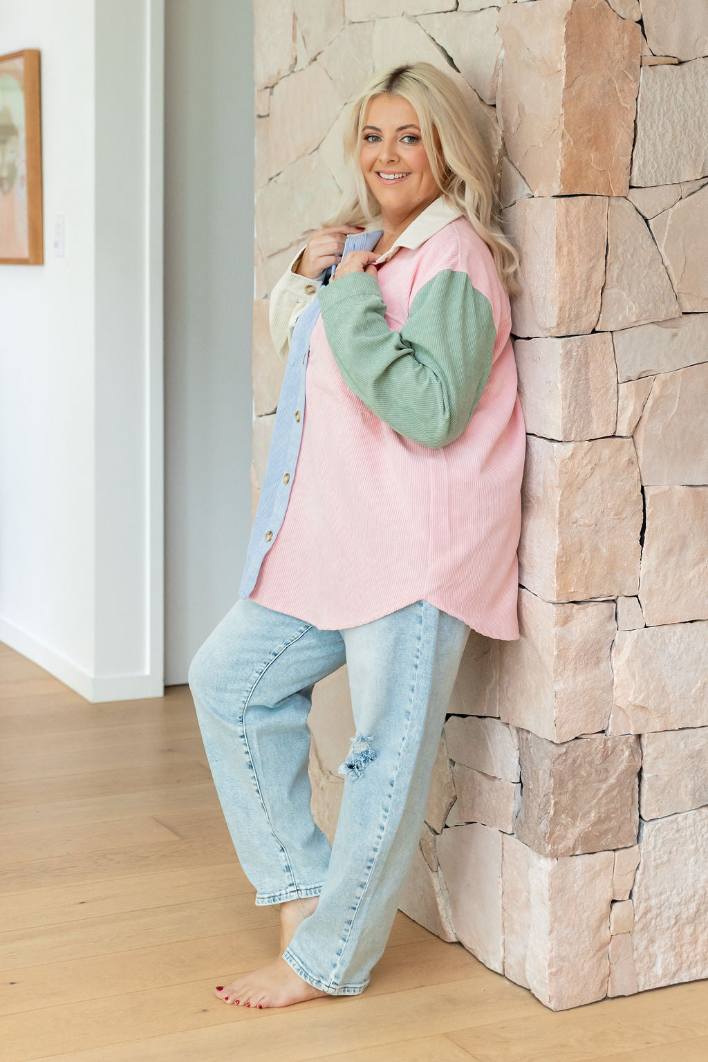 Elsia Cord Shacket in Pastel Mix