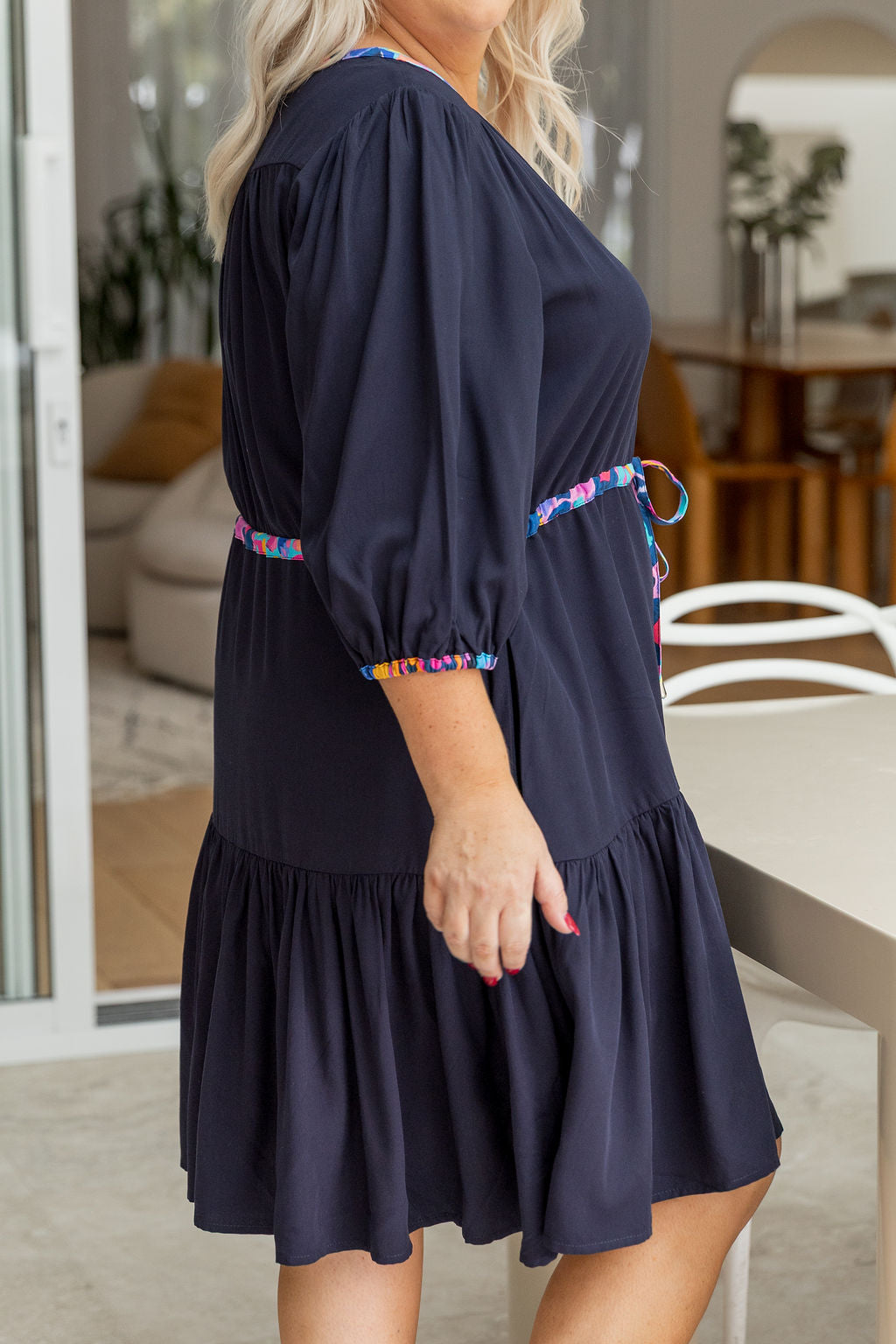 Ziggy Contrast Dress in Navy/Remix by Kasey Rainbow