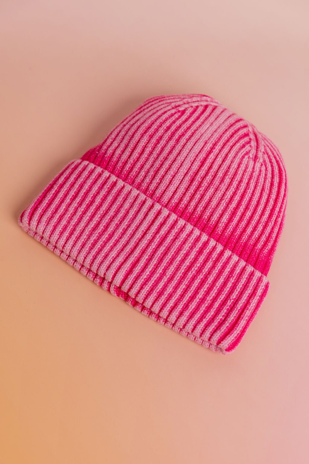 Knit Beanie in Pink Acid Wash