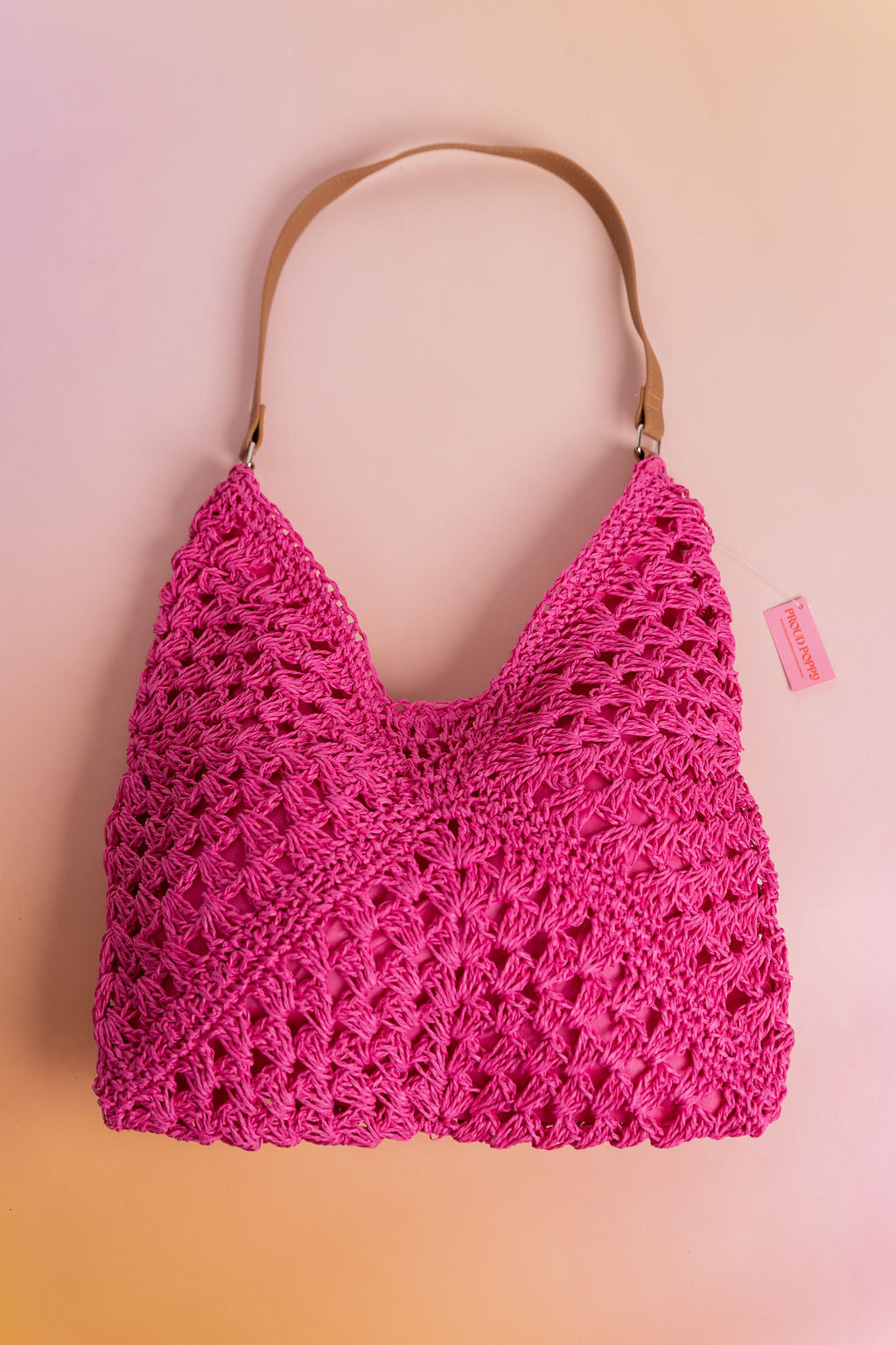Raffia Tote Bag in Pink