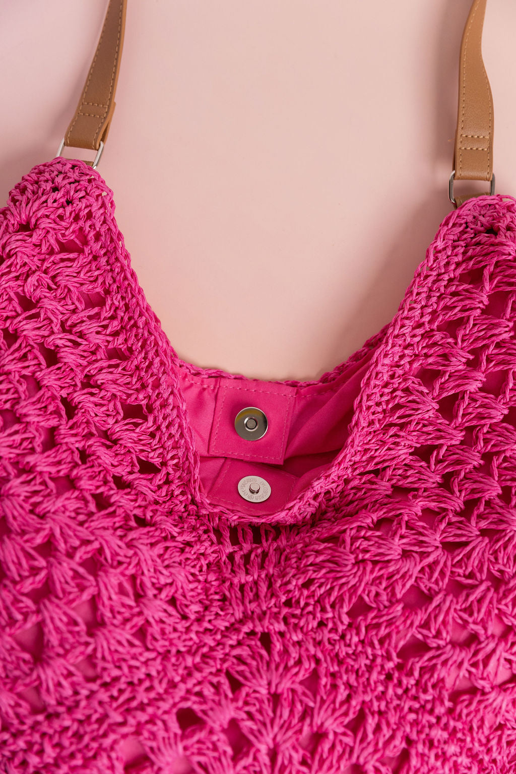 Raffia Tote Bag in Pink