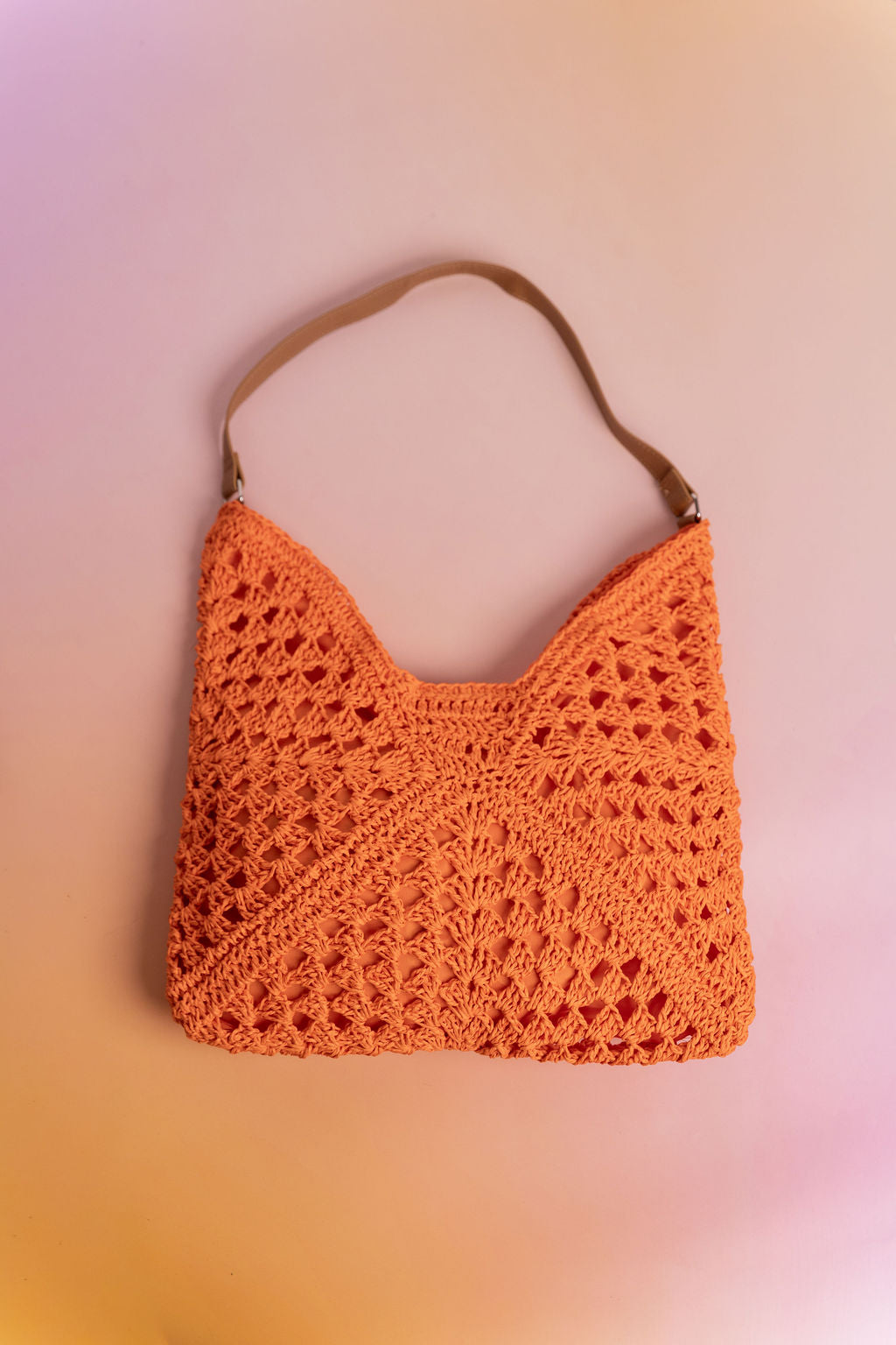 Raffia Tote Bag in Orange