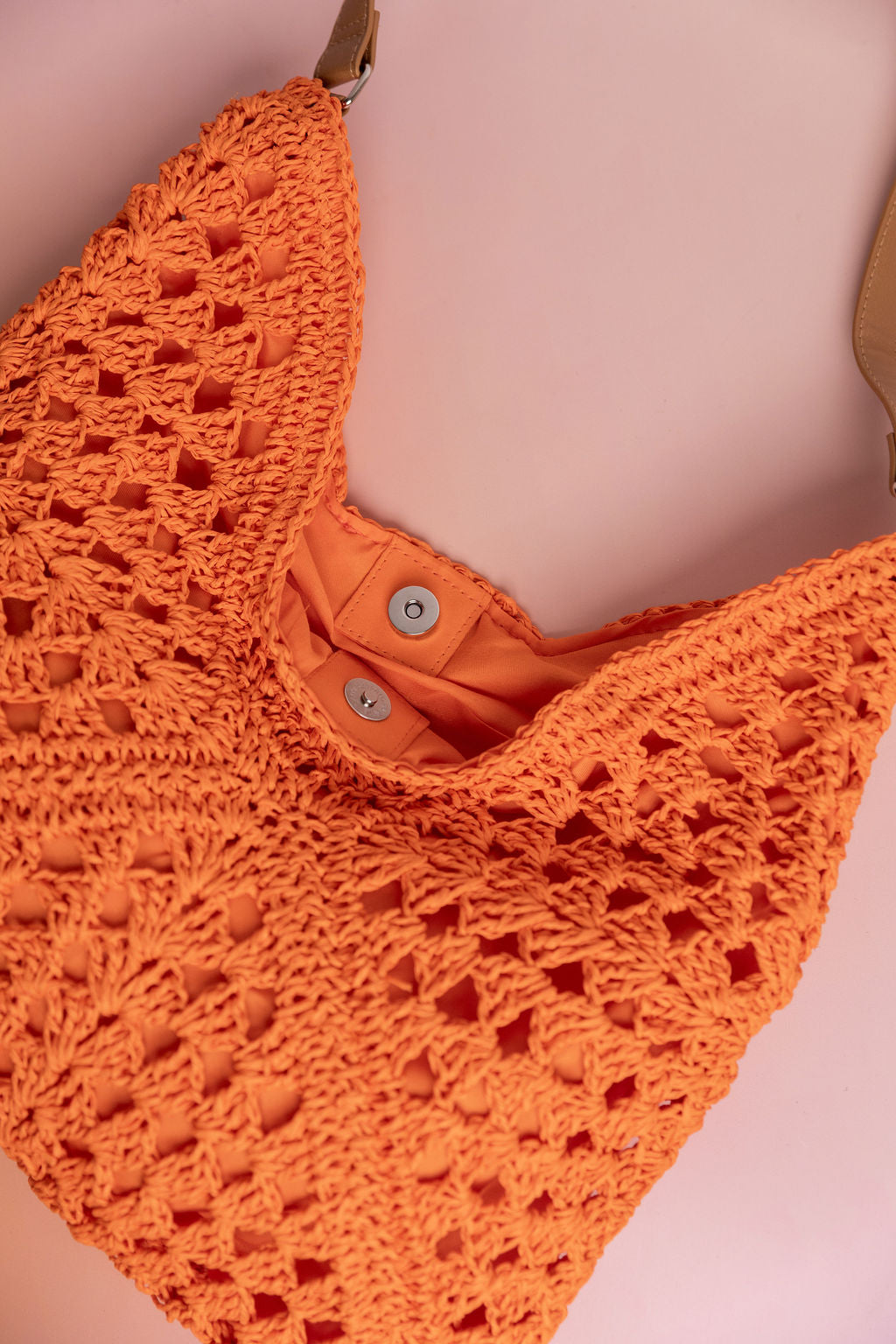 Raffia Tote Bag in Orange