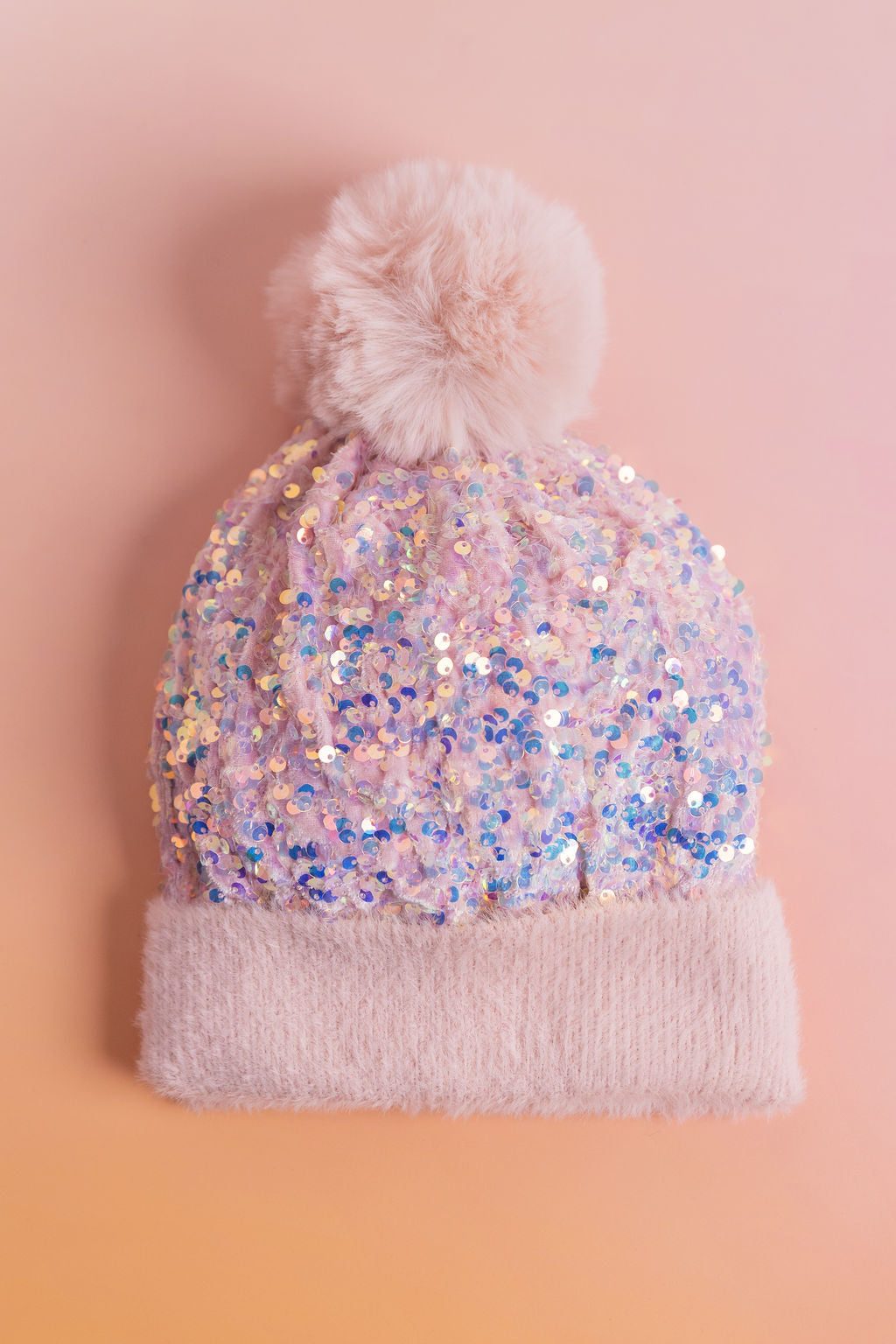 Glitzy Beanie in Light Blush