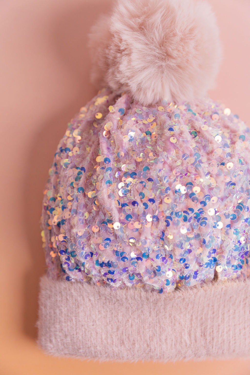Glitzy Beanie in Light Blush