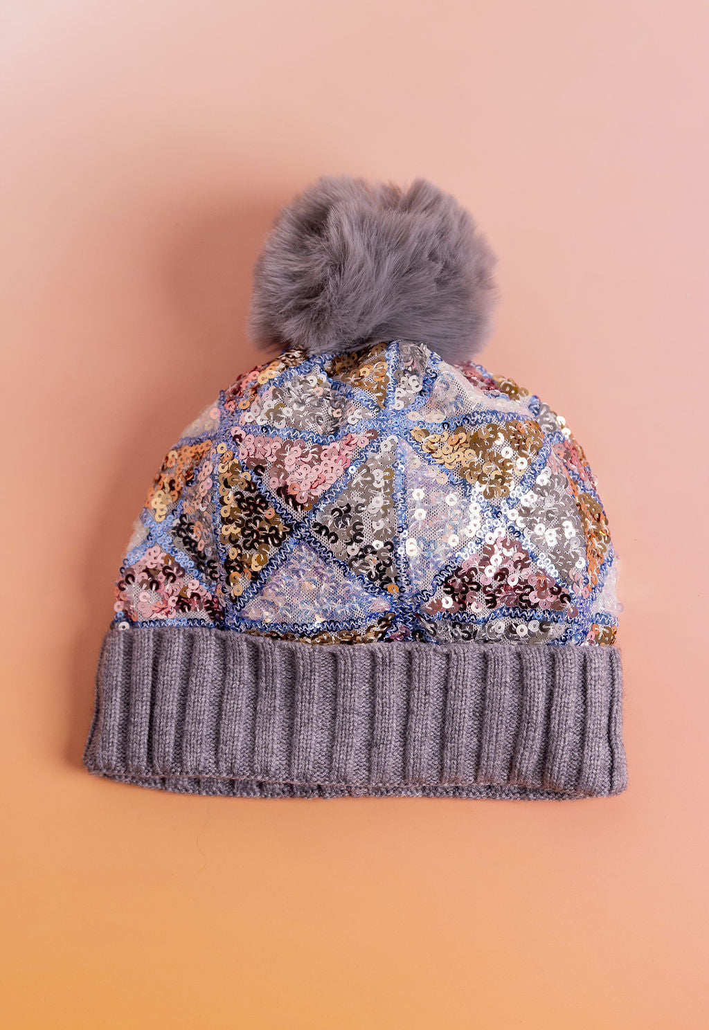 Embellished Beanie in Grey