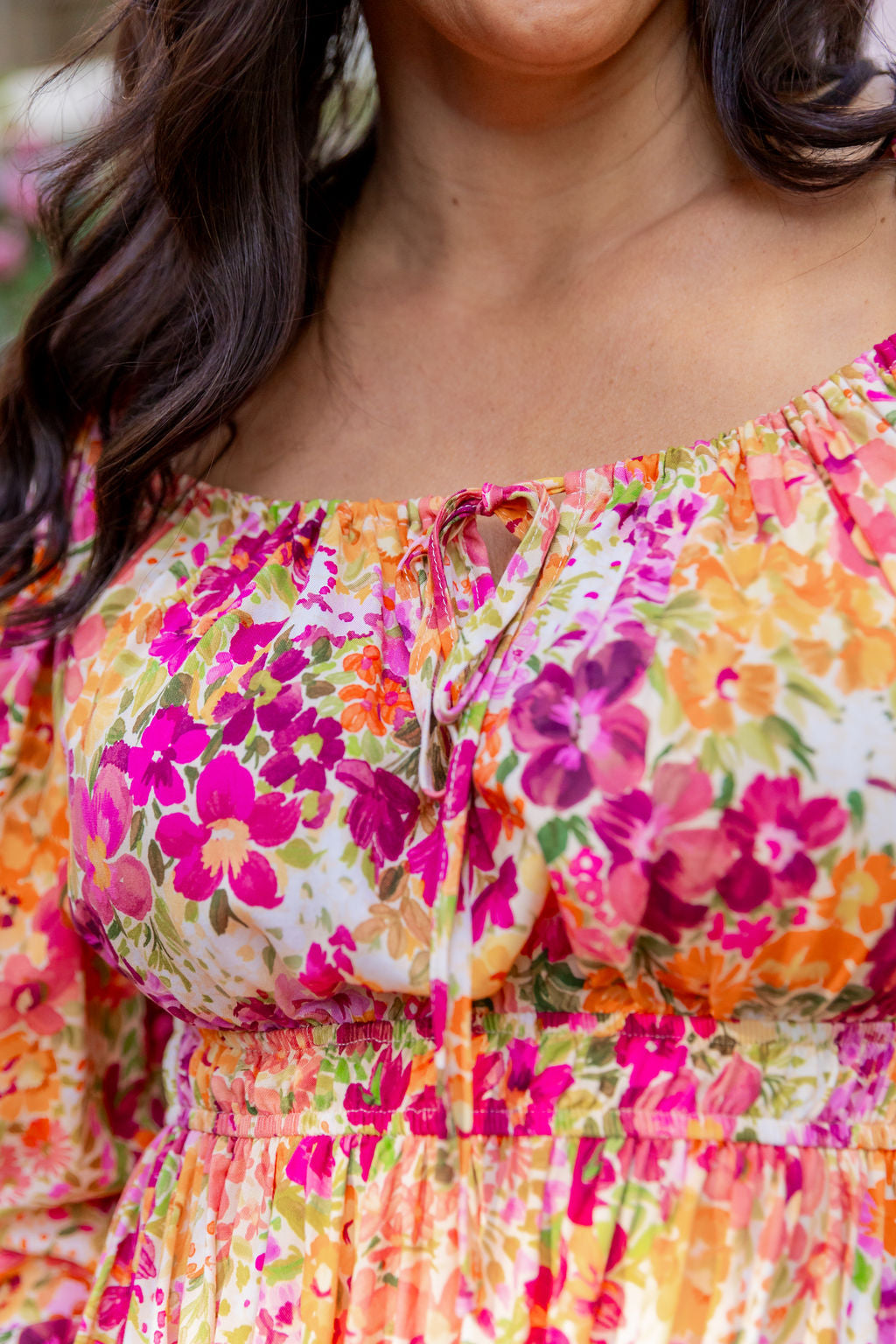 Long Sleeve Amberly Dress in Giardino Fall