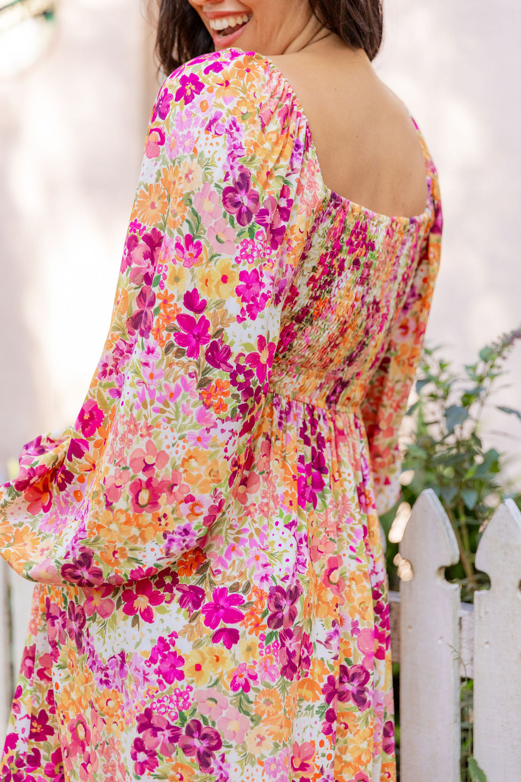 Long Sleeve Amberly Dress in Giardino Fall