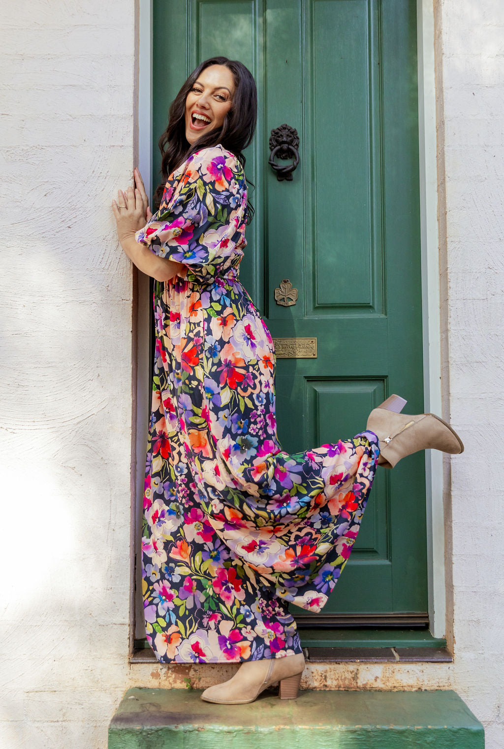Emily 3/4 Sleeve Jumpsuit in Winter Bouquet