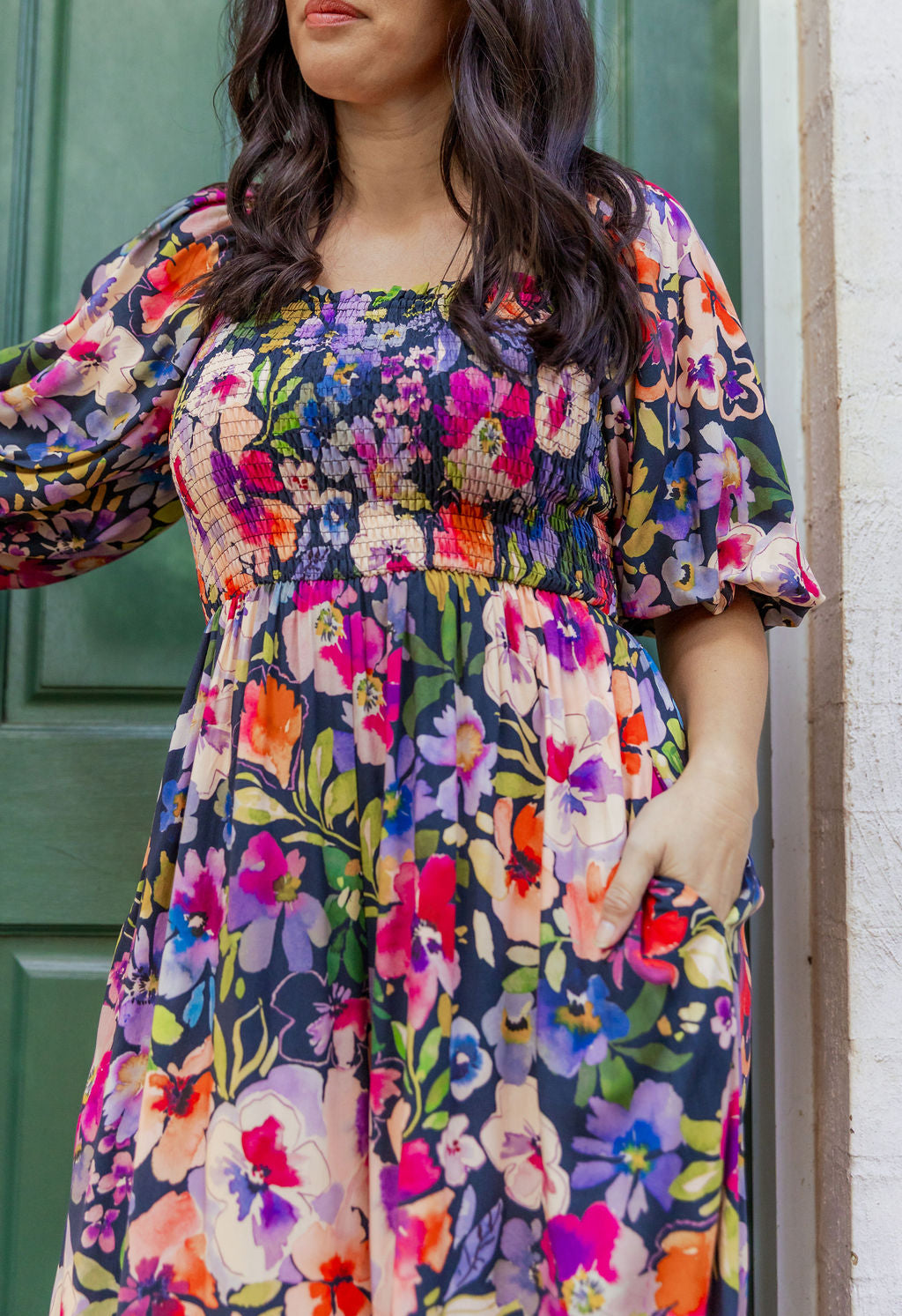 Emily 3/4 Sleeve Jumpsuit in Winter Bouquet