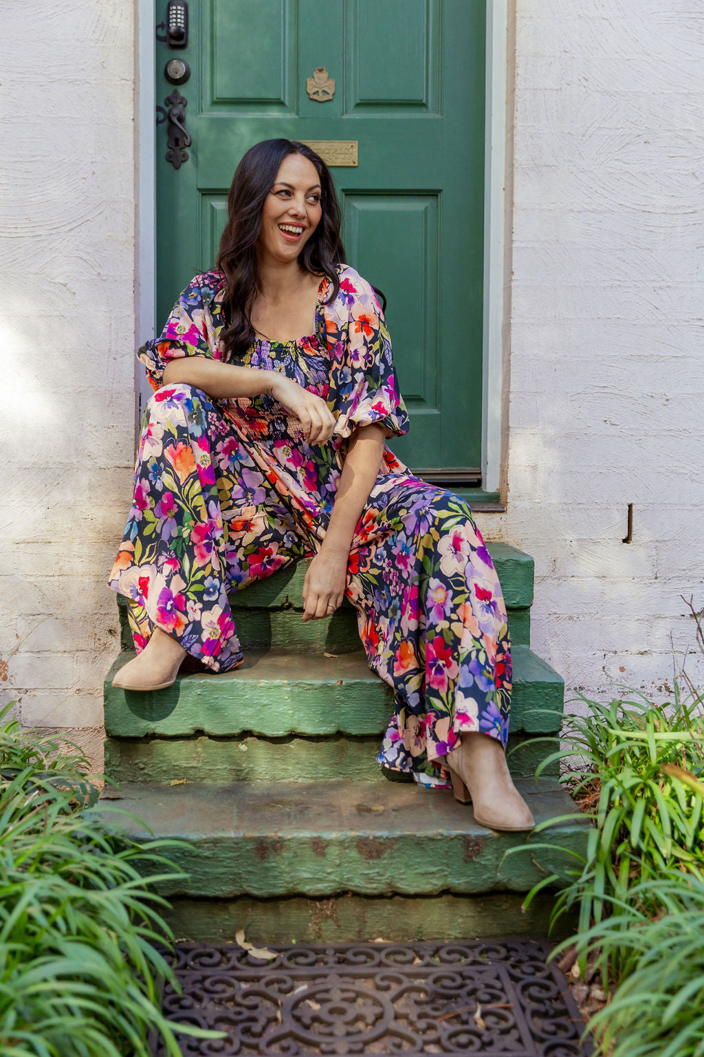Emily 3/4 Sleeve Jumpsuit in Winter Bouquet