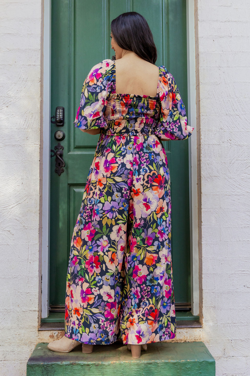Emily 3/4 Sleeve Jumpsuit in Winter Bouquet