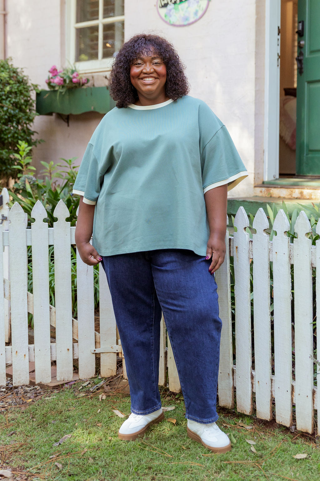 Nikita Heavyweight Cotton Tee in Sage Contrast