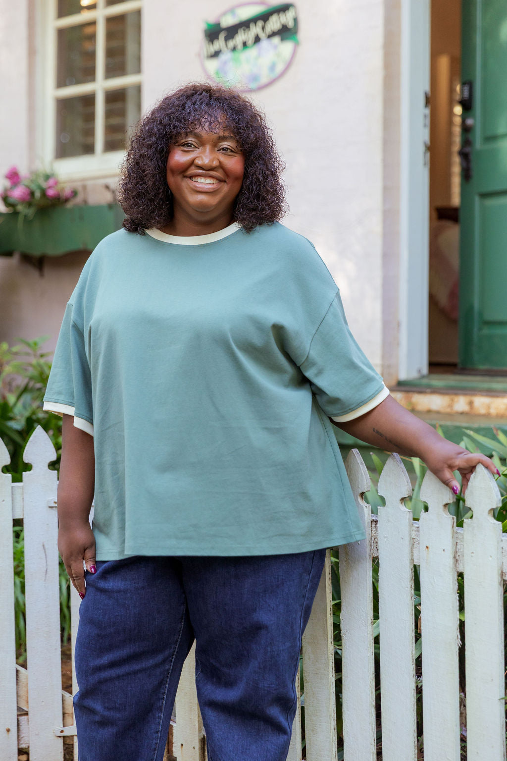 Nikita Heavyweight Cotton Tee in Sage Contrast