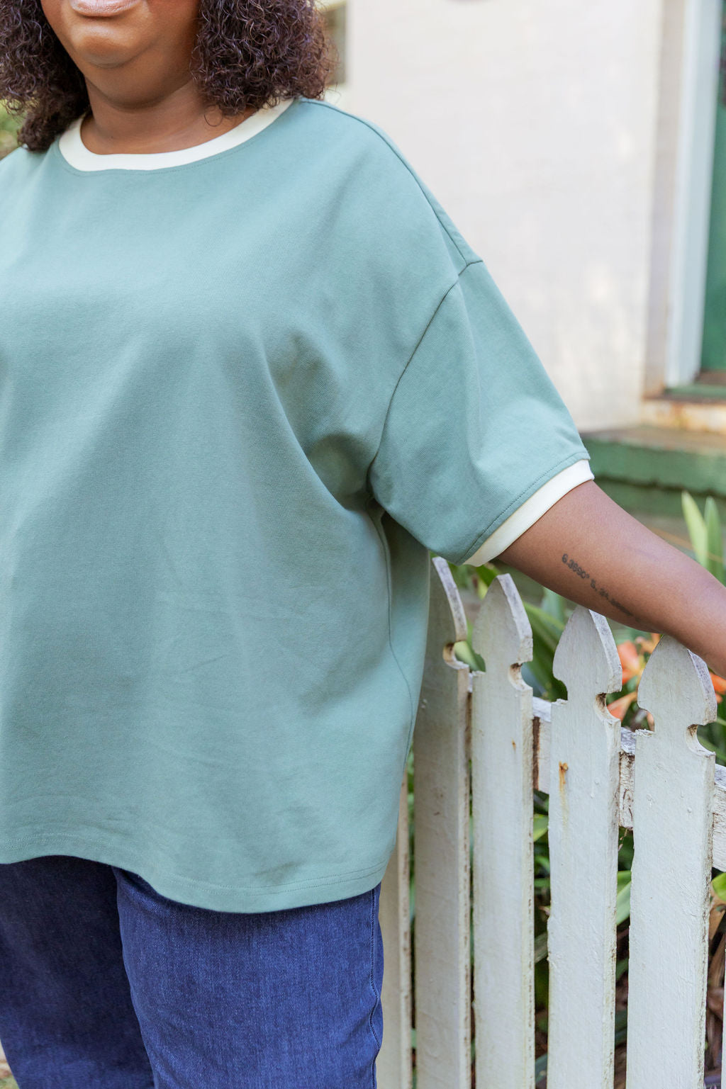 Nikita Heavyweight Cotton Tee in Sage Contrast