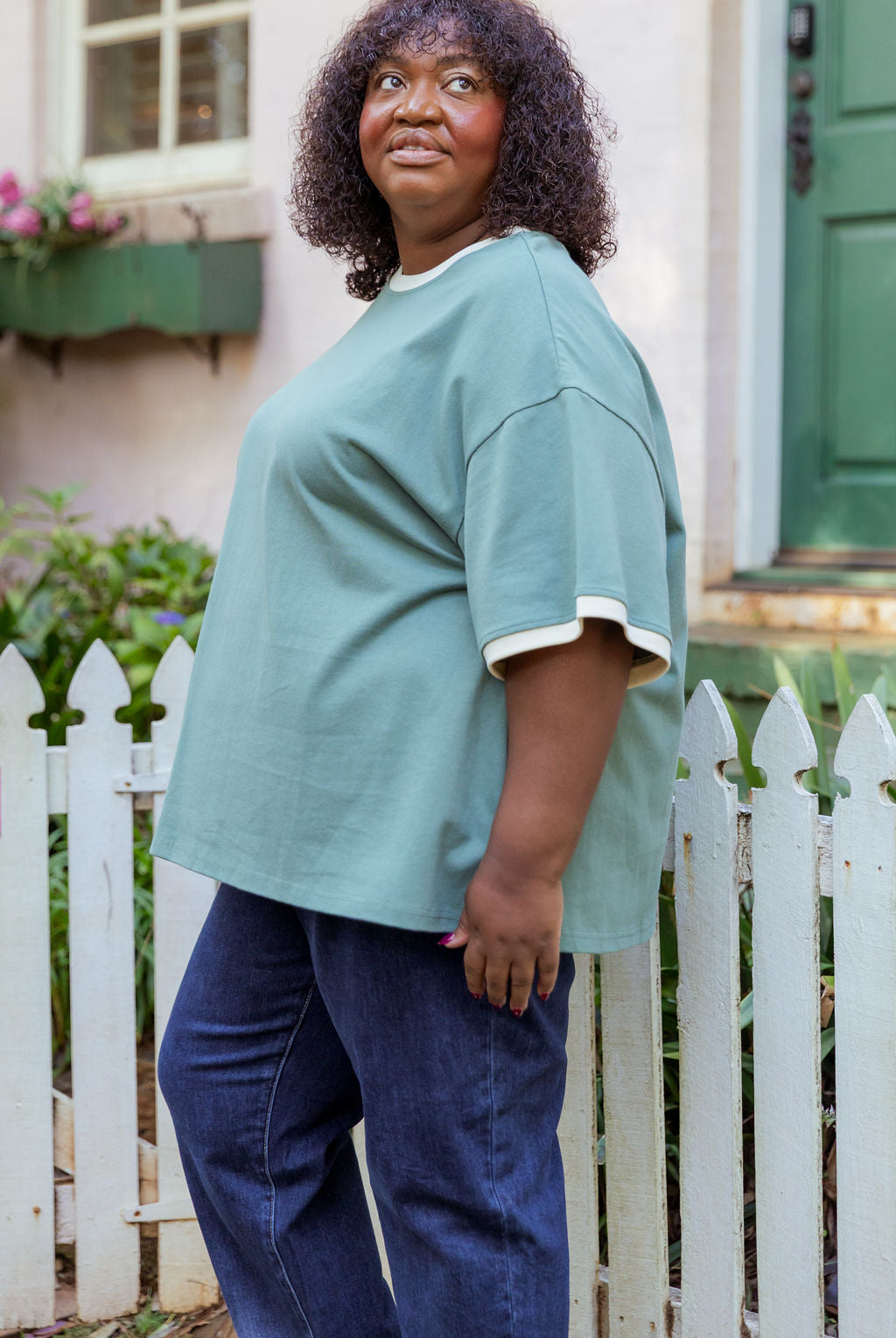 Nikita Heavyweight Cotton Tee in Sage Contrast
