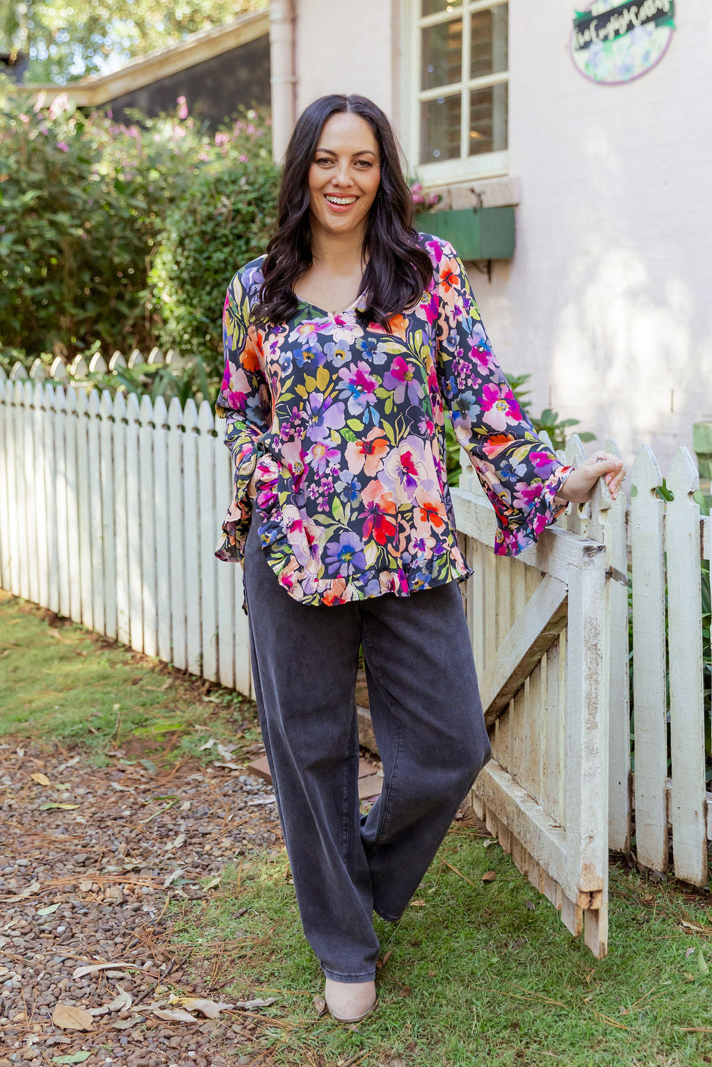 Long Sleeve Natalie Top in Winter Bouquet