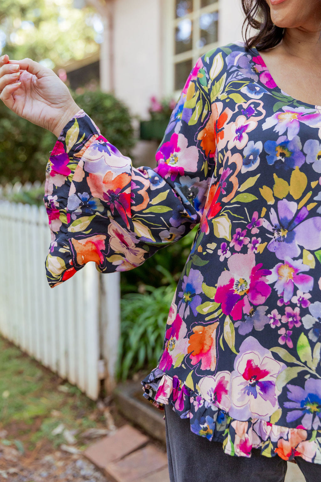 Long Sleeve Natalie Top in Winter Bouquet