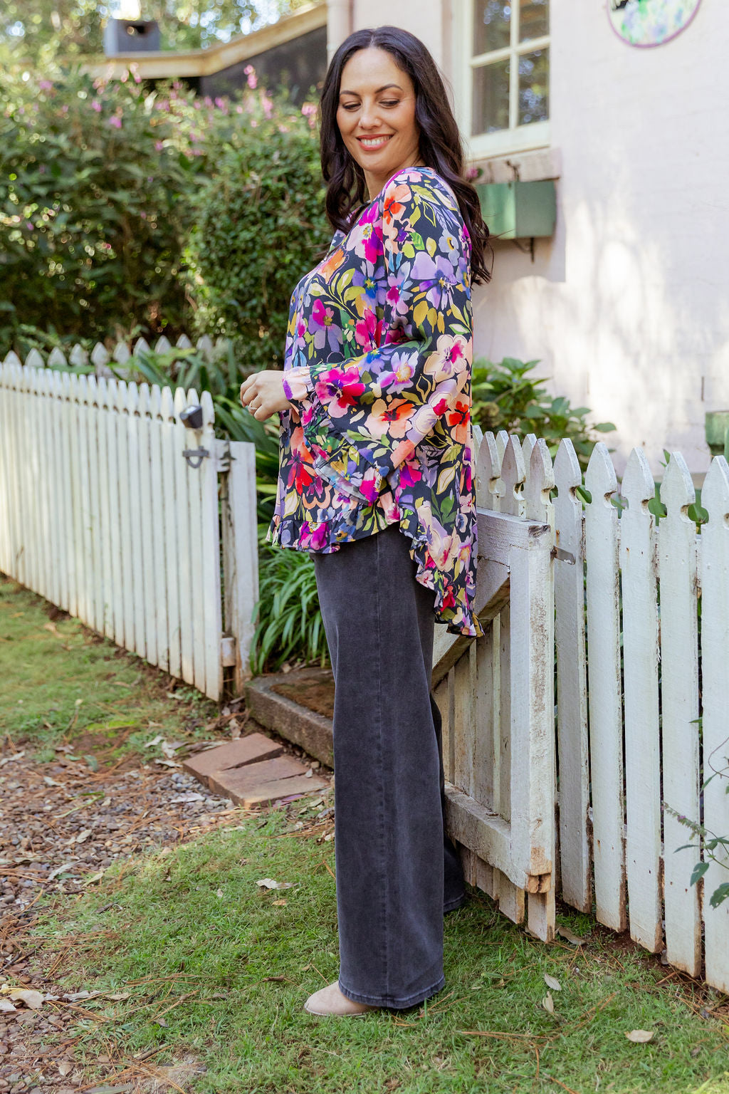 Long Sleeve Natalie Top in Winter Bouquet