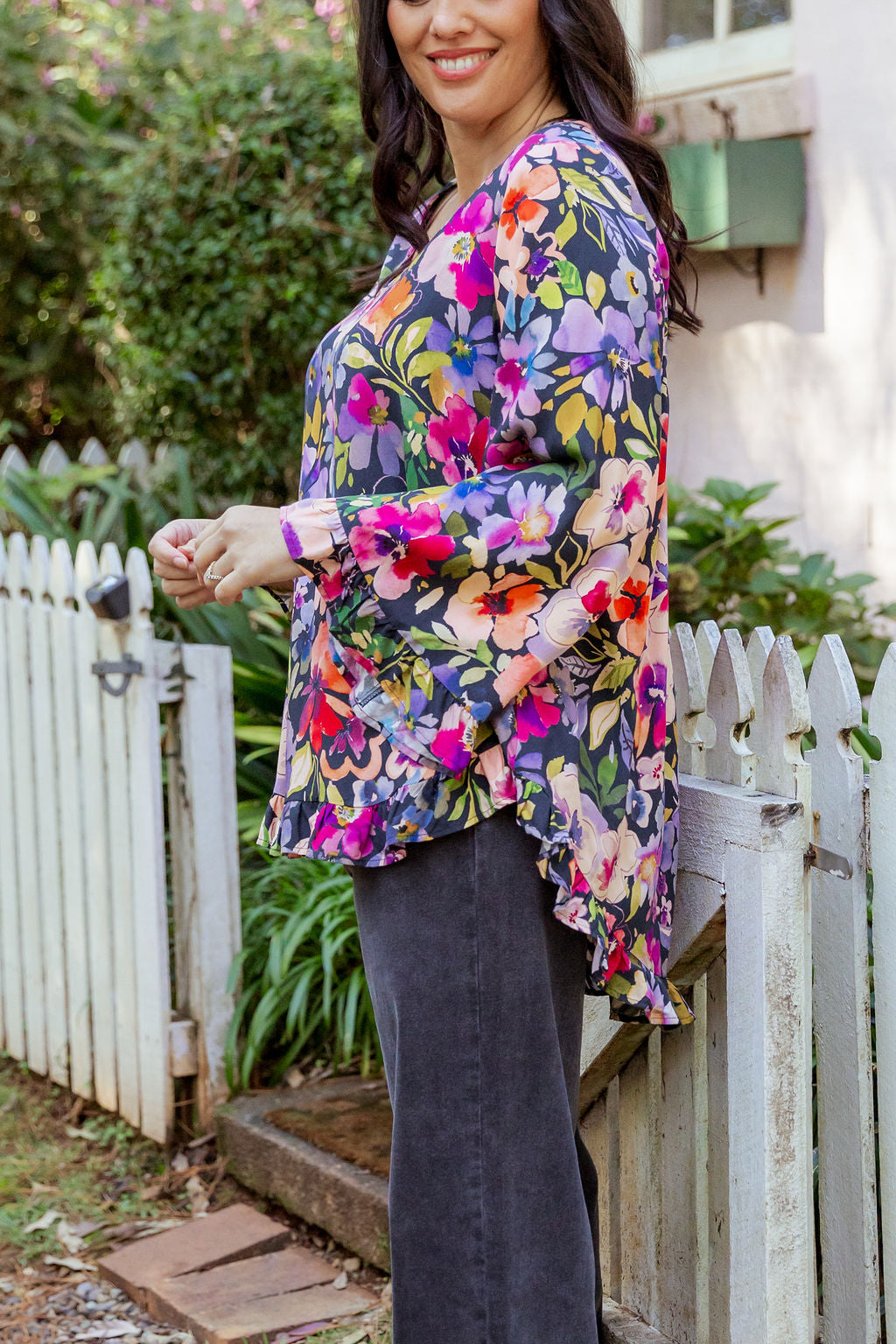 Long Sleeve Natalie Top in Winter Bouquet