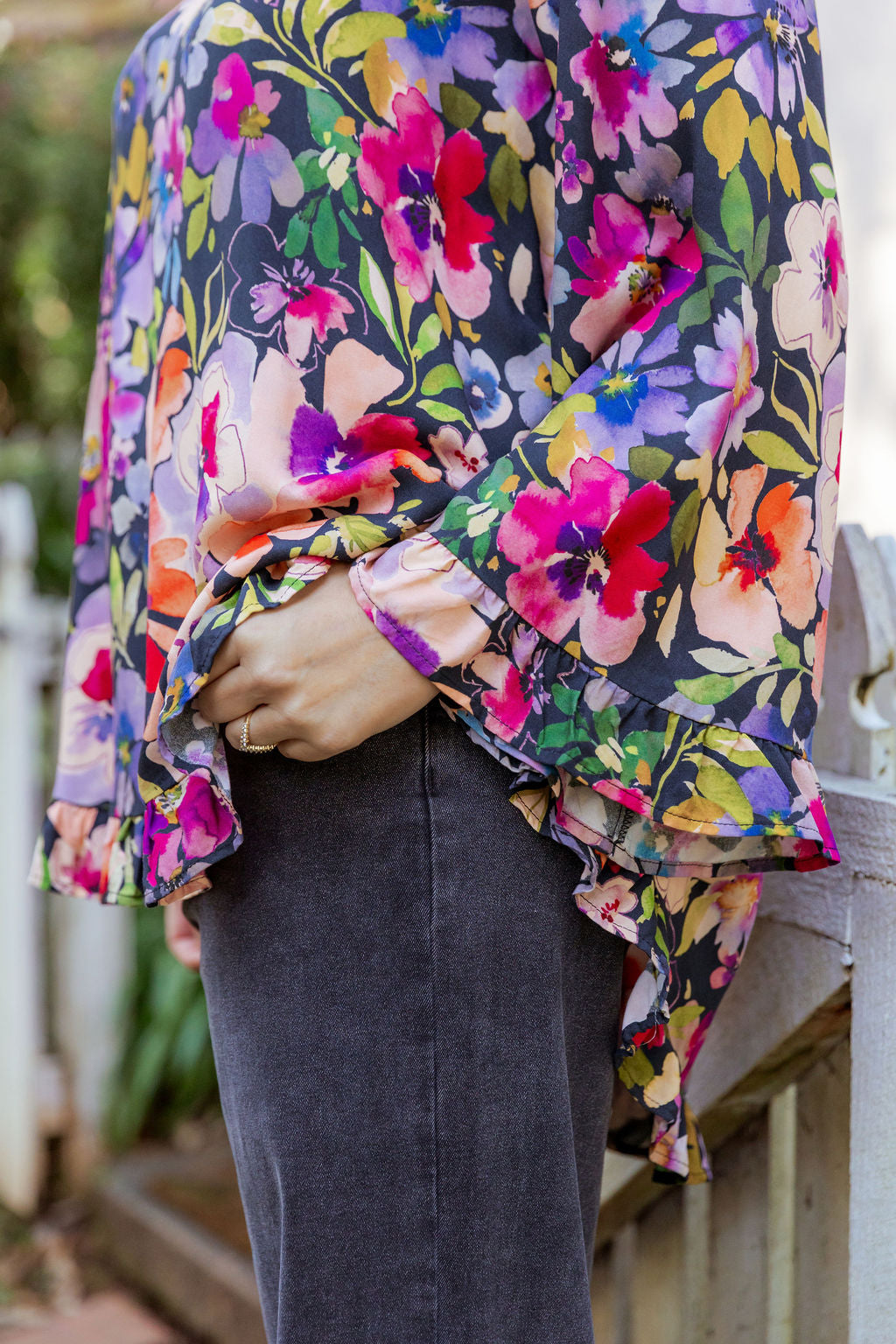 Long Sleeve Natalie Top in Winter Bouquet