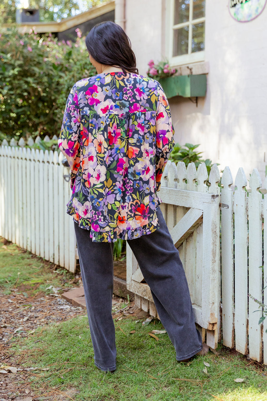 Long Sleeve Natalie Top in Winter Bouquet