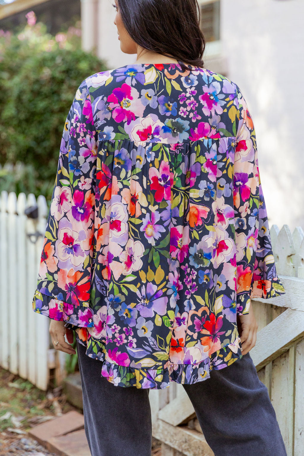 Long Sleeve Natalie Top in Winter Bouquet