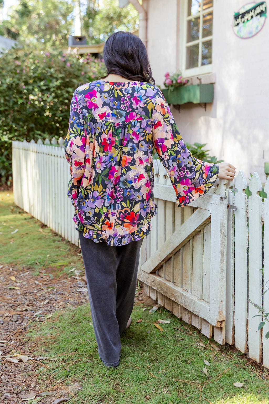Long Sleeve Natalie Top in Winter Bouquet