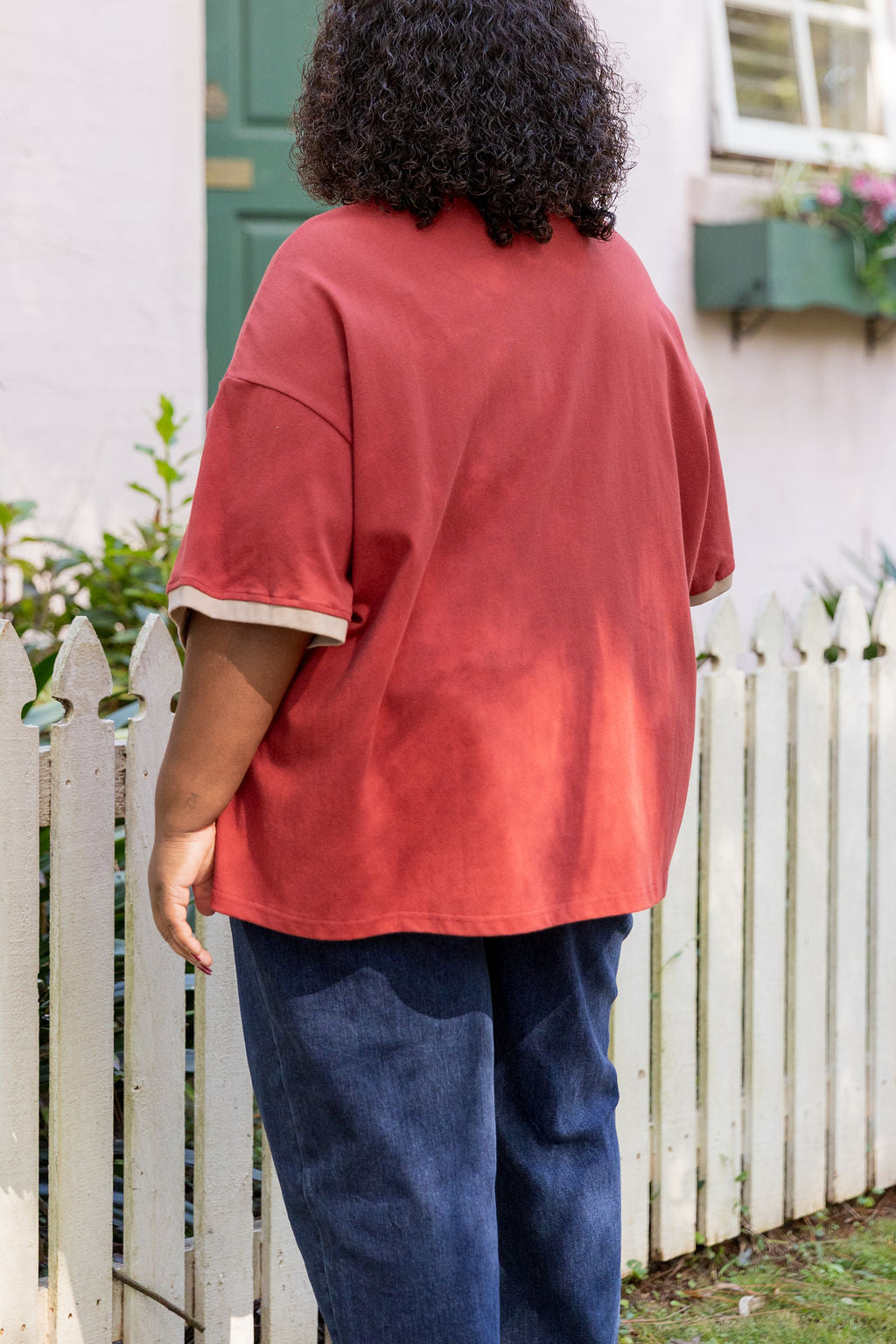 Nikita Heavyweight Cotton Tee in Wine/Oat Contrast