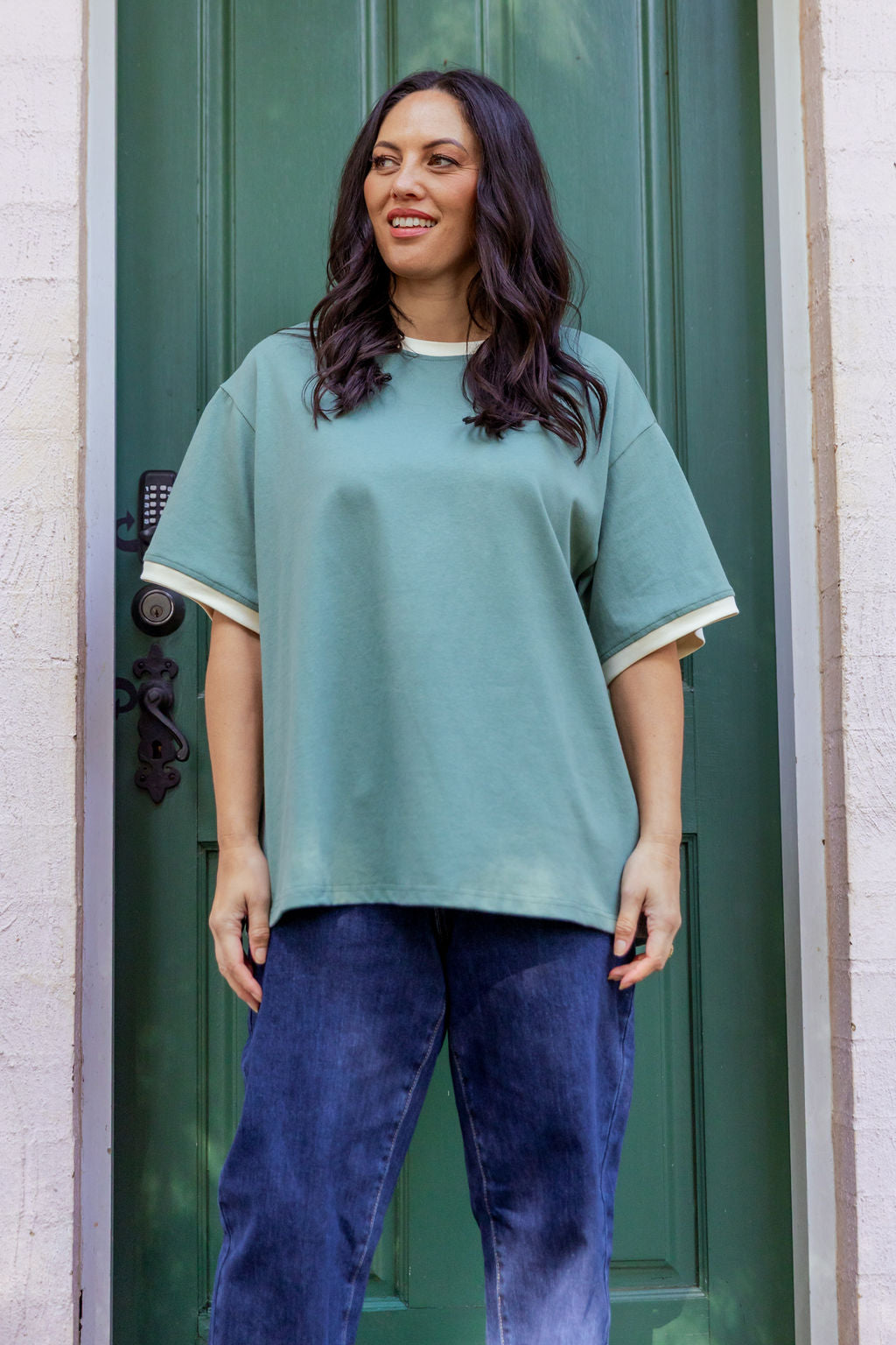 Nikita Heavyweight Cotton Tee in Sage Contrast