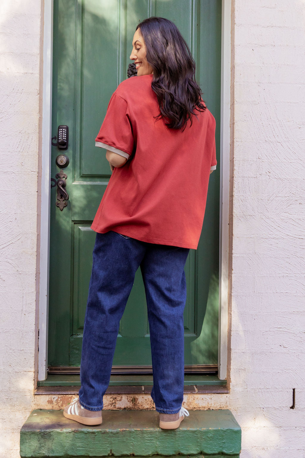 Nikita Heavyweight Cotton Tee in Wine/Oat Contrast