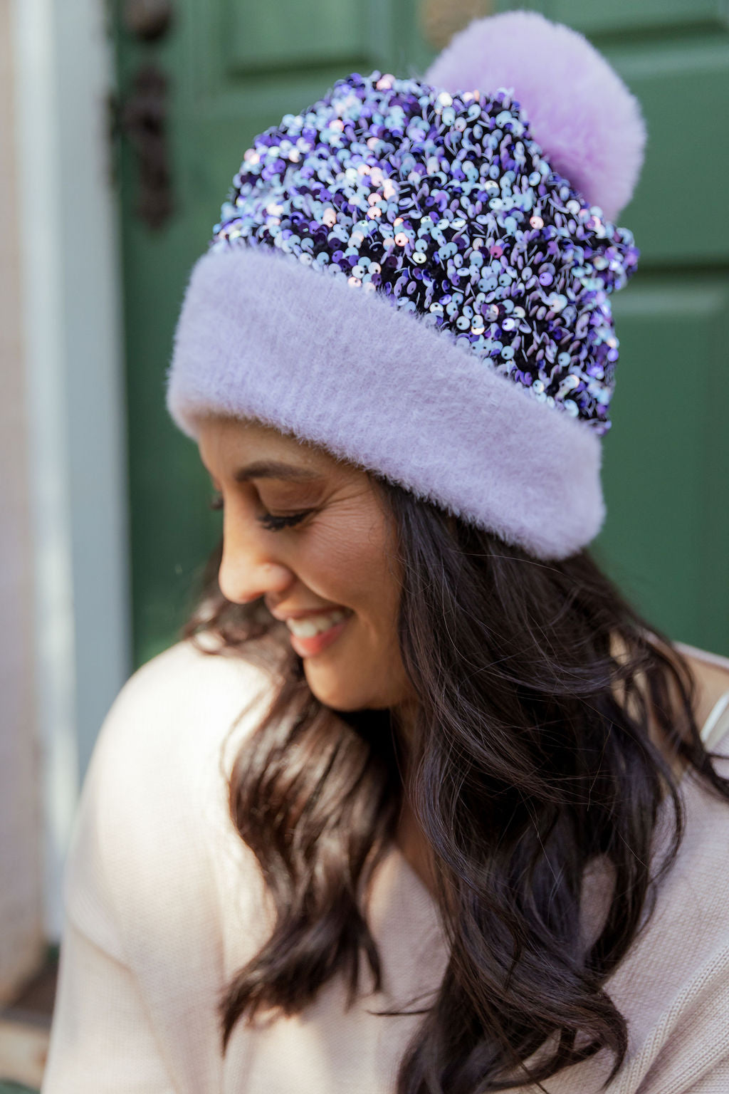 Glitzy Beanie in Lilac