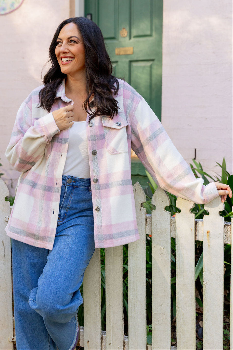 Blake Shacket in Pink Check