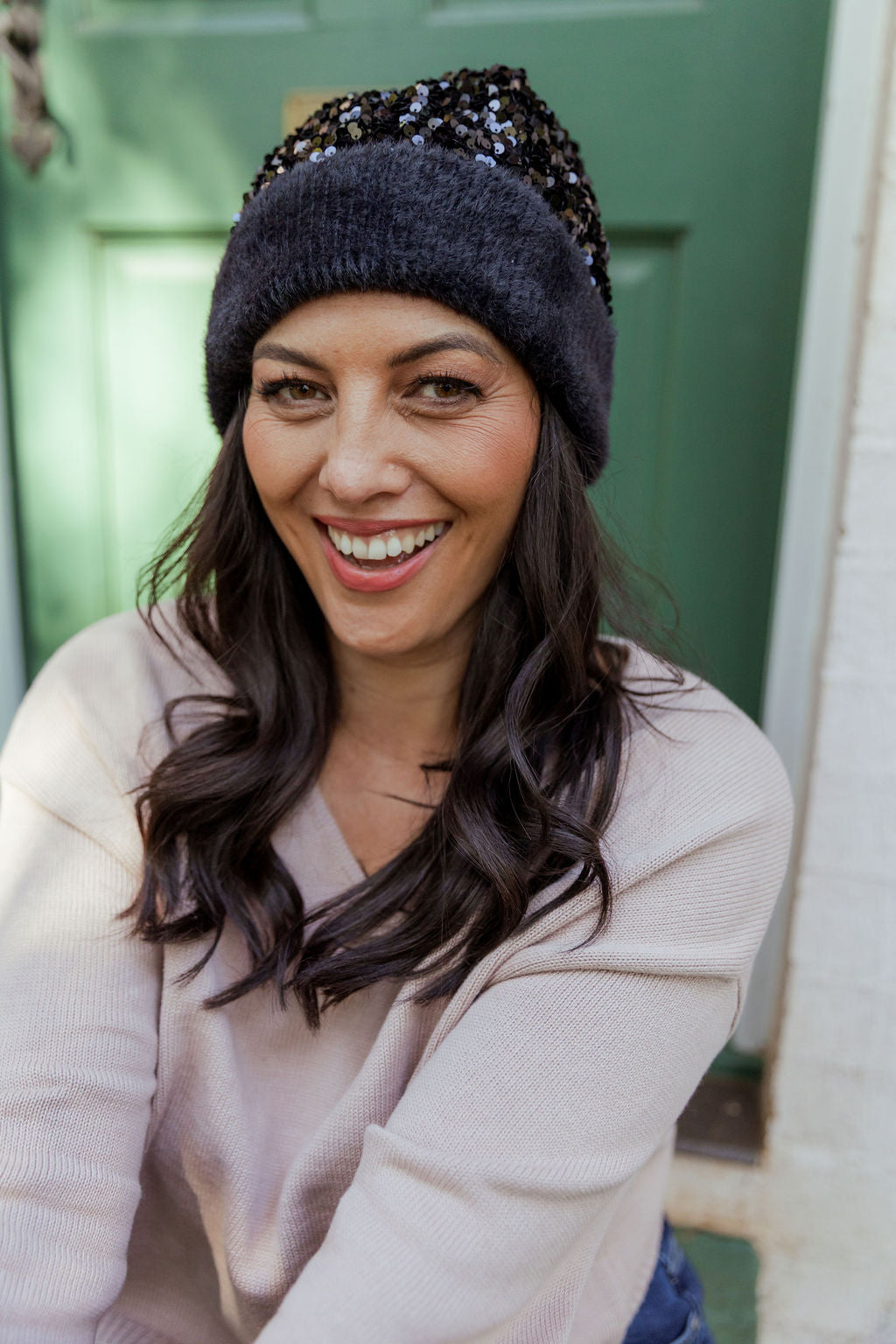 Glitzy Beanie in Black