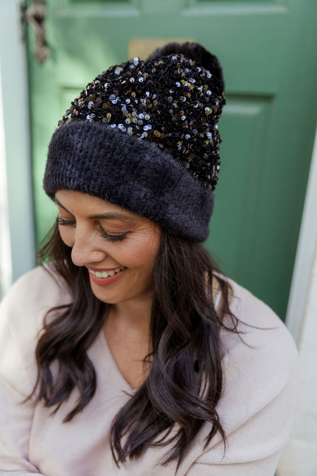 Glitzy Beanie in Black