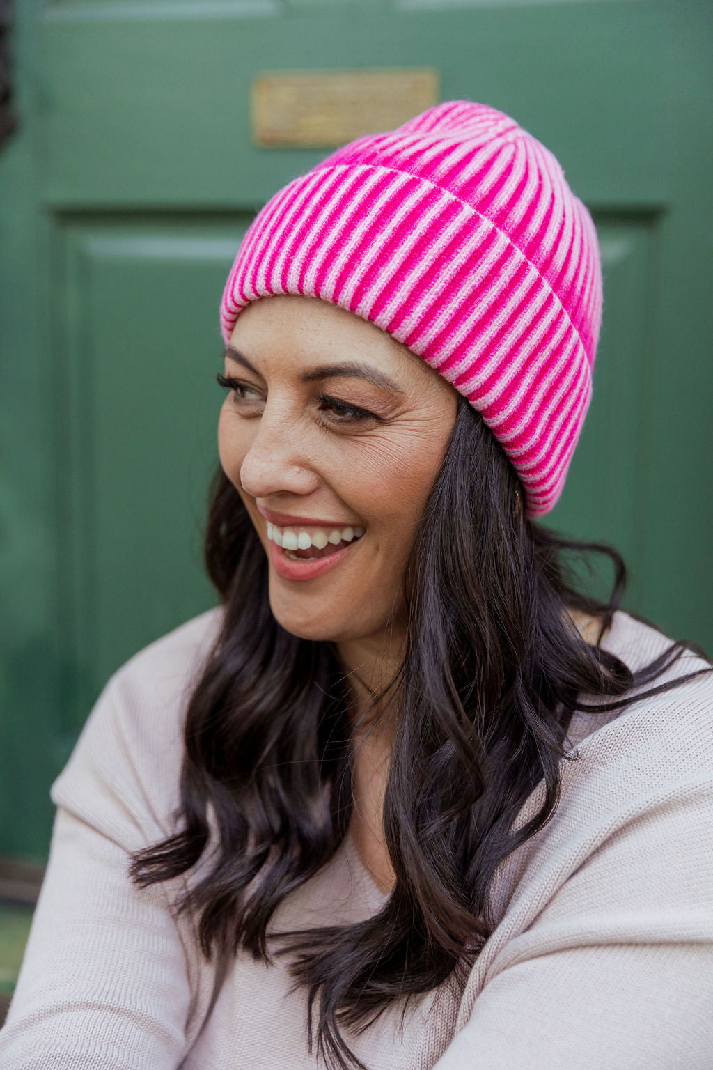 Knit Beanie in Pink Acid Wash
