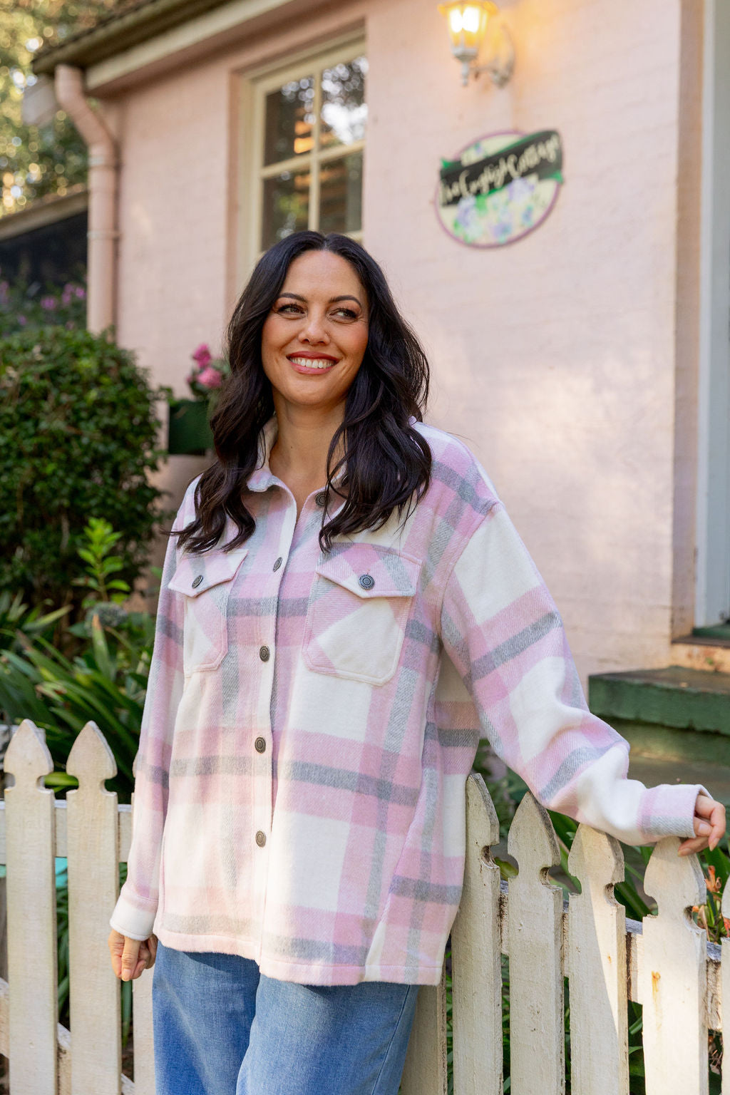 Blake Shacket in Pink Check