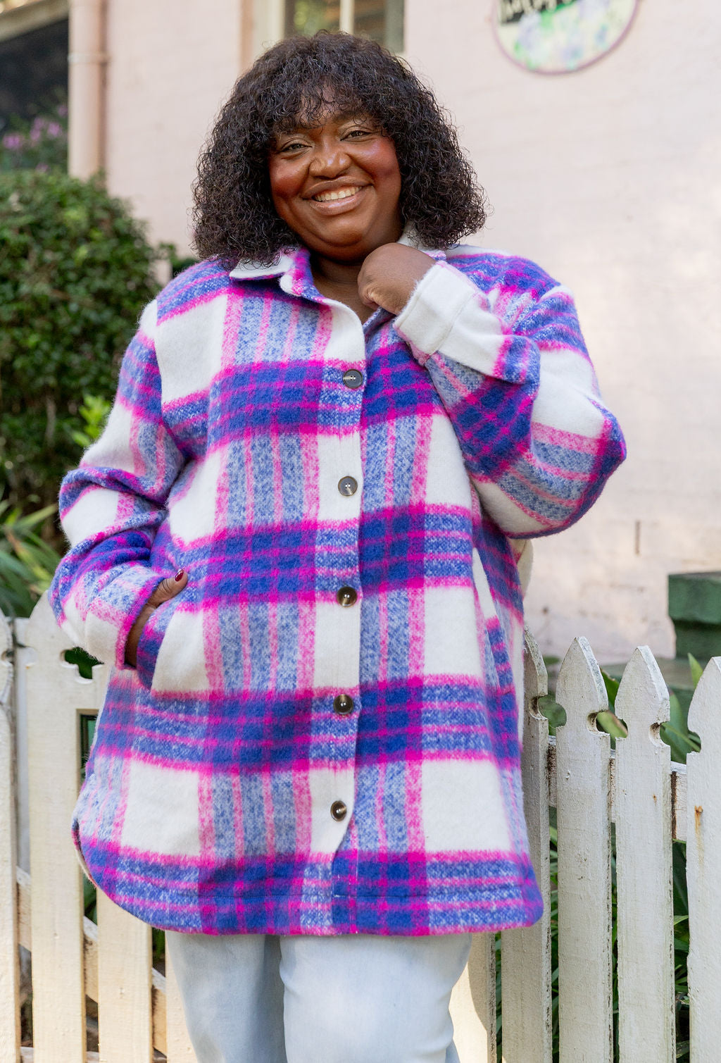 Ryan Shacket in Navy/Pink Check