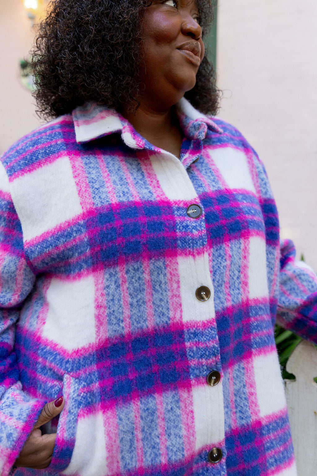 Ryan Shacket in Navy/Pink Check